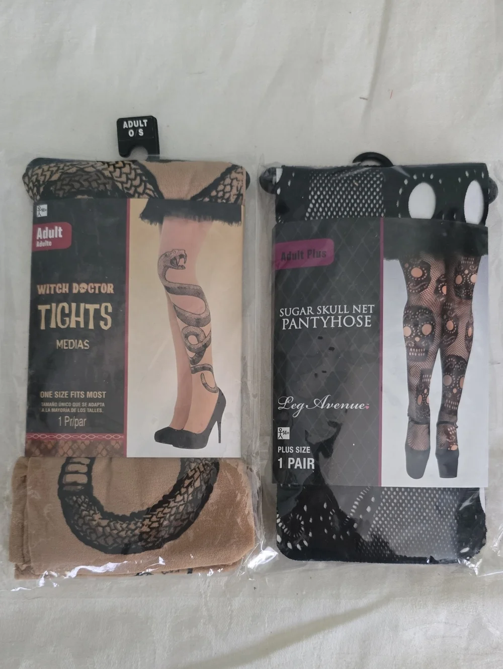 Witch Doctor Snake Tights & Sugar Skull Net Pantyhose Duo New